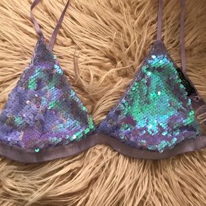 Purple sequin rave bralette